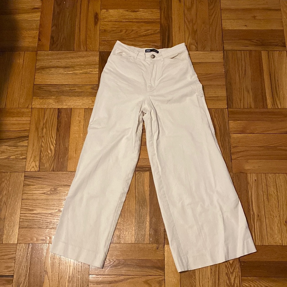 Beige Zara Linen Pants